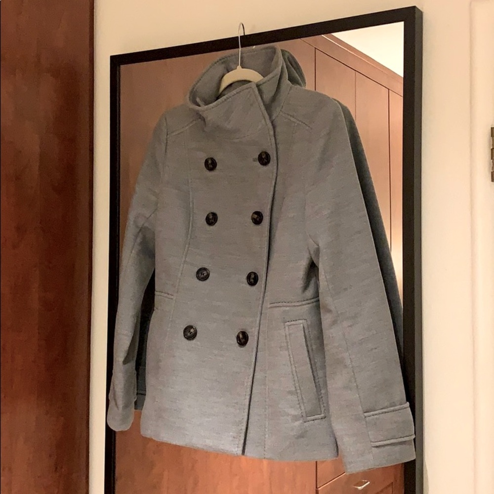 H&M Gray Double-Breasted Pea Coat
